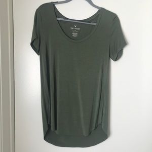 Olive green scoop neck short sleeve